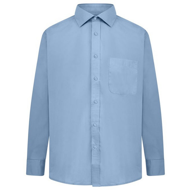Light Blue - Back - Absolute Apparel Mens Long Sleeved Classic Poplin  Shirt