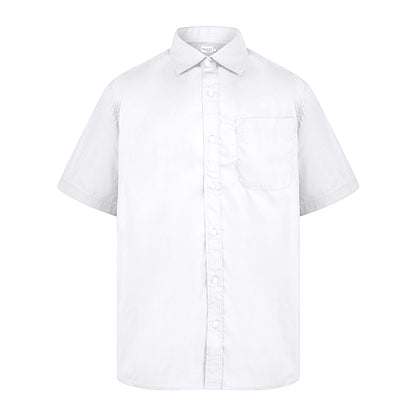 White - Front - Absolute Apparel Mens Short Sleeved Classic Poplin Shirt