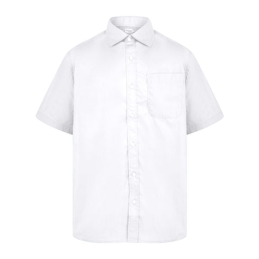 White - Front - Absolute Apparel Mens Short Sleeved Classic Poplin Shirt