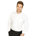 White - Side - Absolute Apparel Mens Long Sleeved Oxford Shirt