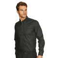 Black - Side - Absolute Apparel Mens Long Sleeved Oxford Shirt