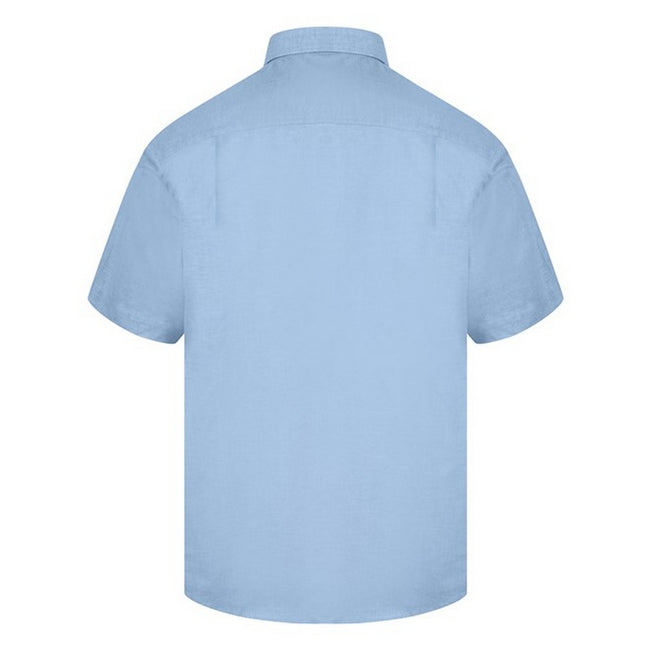 Light Blue - Side - Absolute Apparel Mens Short Sleeved Oxford Shirt