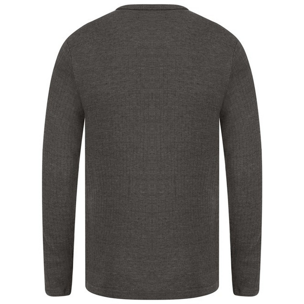 Charcoal - Back - Absolute Apparel Mens Thermal Long Sleeve T-Shirt