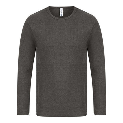 Charcoal - Front - Absolute Apparel Mens Thermal Long Sleeve T-Shirt