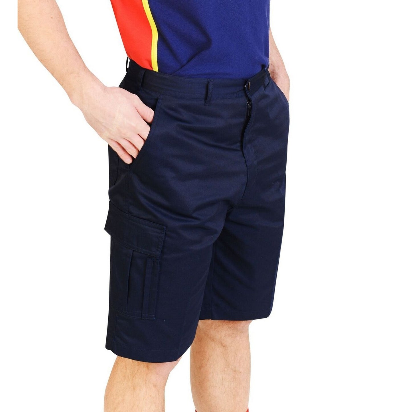 Black - Front - Absolute Apparel Mens Cargo Workwear Shorts