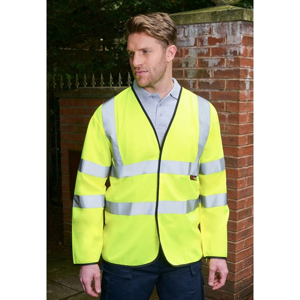 Saturn Yellow - Back - Absolute Apparel Mens Hi Viz Coatlet