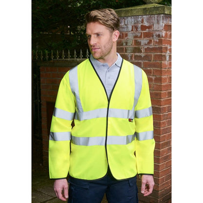 Saturn Yellow - Back - Absolute Apparel Mens Hi Viz Coatlet