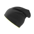 Black-Safety Green - Front - Atlantis Extreme Reversible Jersey Slouch Beanie