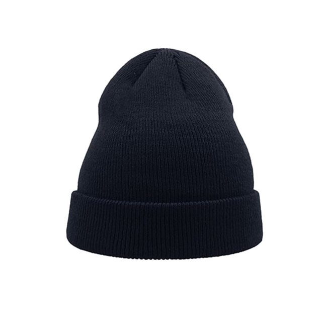 Navy - Back - Atlantis Wind Childrens-Kids Double Skin Beanie With Turn Up