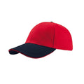 Red-Navy - Front - Atlantis Liberty Sandwich Heavy Brush Cotton 6 Panel Cap