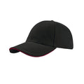 Black-Red - Front - Atlantis Liberty Sandwich Heavy Brush Cotton 6 Panel Cap