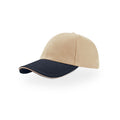 Natural-Navy - Front - Atlantis Liberty Sandwich Heavy Brush Cotton 6 Panel Cap