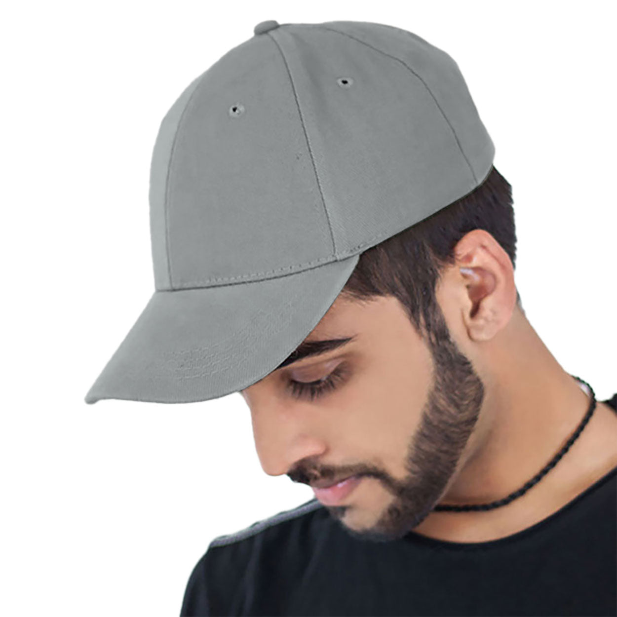 Grey - Side - Atlantis Liberty Six Buckle Brushed Cotton 6 Panel Cap
