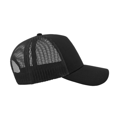 Black-Black - Side - Atlantis Rapper Cotton 5 Panel Trucker Cap
