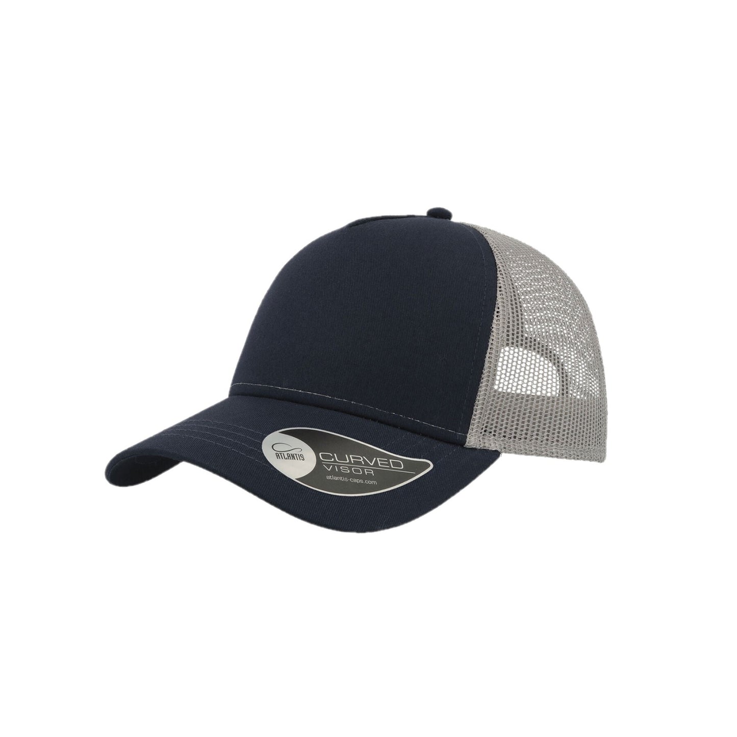 Navy-Grey - Front - Atlantis Rapper Cotton 5 Panel Trucker Cap