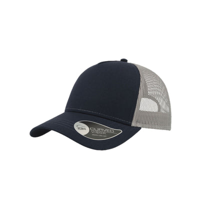 Navy-Grey - Front - Atlantis Rapper Cotton 5 Panel Trucker Cap