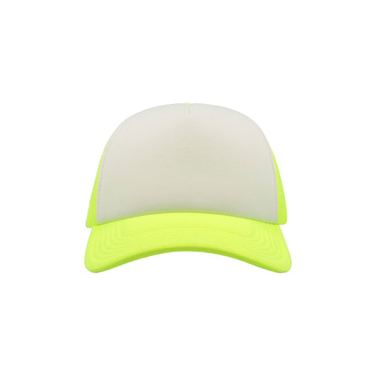 Safety Yellow-White - Pack Shot - Atlantis Rapper 5 Panel Trucker Cap