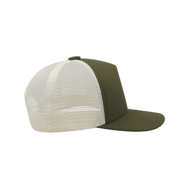 Olive - Side - Atlantis Record Mid Visor 5 Panel Trucker Cap