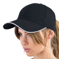 Black - Back - Atlantis Reflect 6 Panel Reflective Piping Baseball Cap