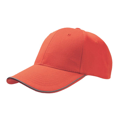 Red - Front - Atlantis Reflect 6 Panel Reflective Piping Baseball Cap