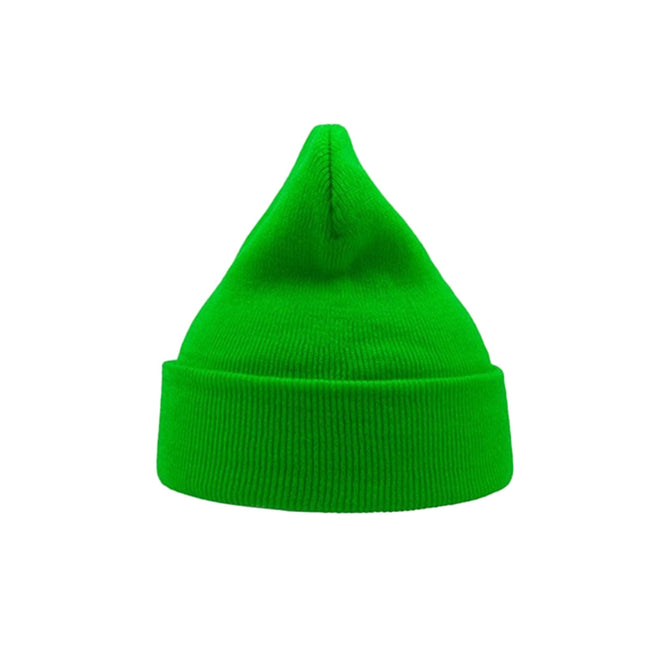 Safety Green - Side - Atlantis Wind Double Skin Beanie With Turn Up