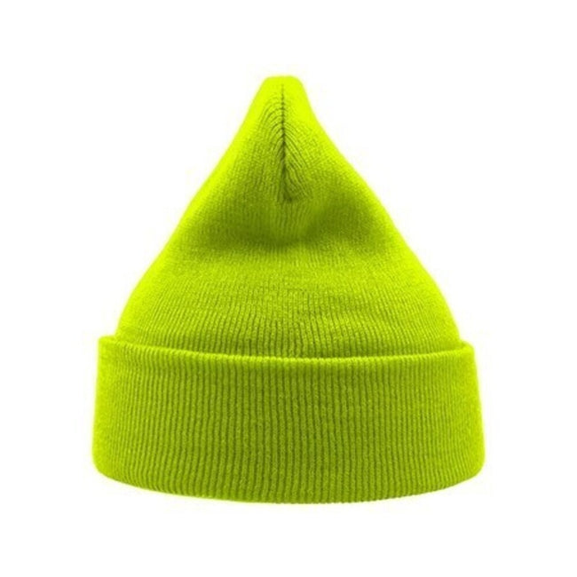 Safety Yellow - Back - Atlantis Wind Double Skin Beanie With Turn Up