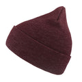 Burgundy Melange - Front - Atlantis Wind Double Skin Beanie With Turn Up