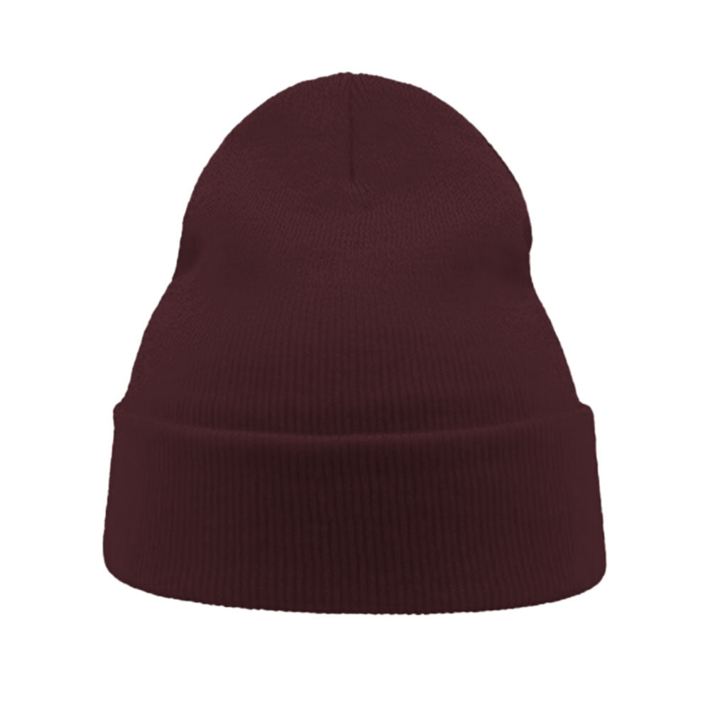 Burgundy Melange - Side - Atlantis Wind Double Skin Beanie With Turn Up