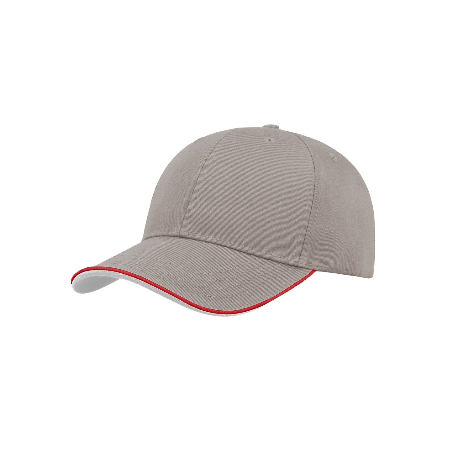 Grey - Front - Atlantis Zoom Piping Sandwich Sports 6 Panel Contrast Baseball Cap