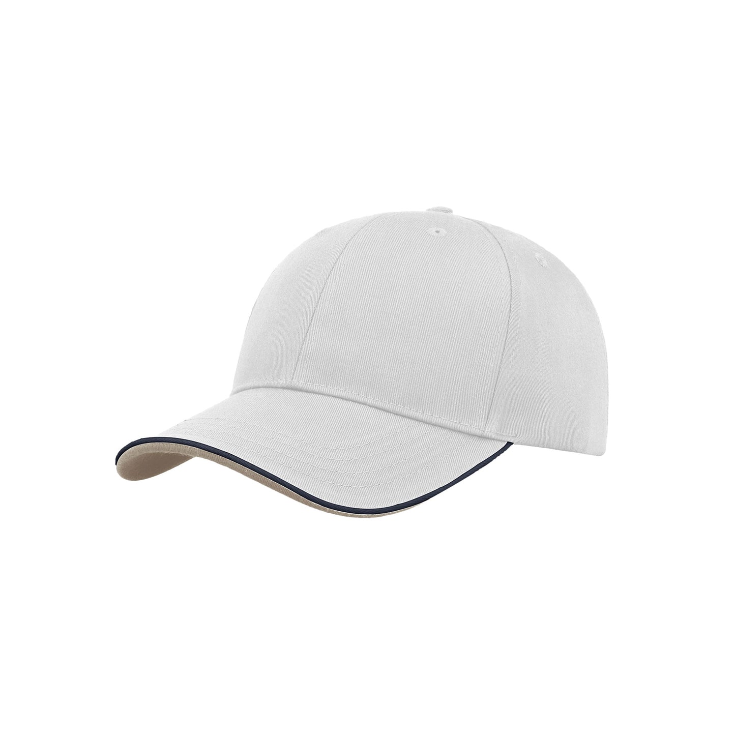 White - Front - Atlantis Zoom Piping Sandwich Sports 6 Panel Contrast Baseball Cap