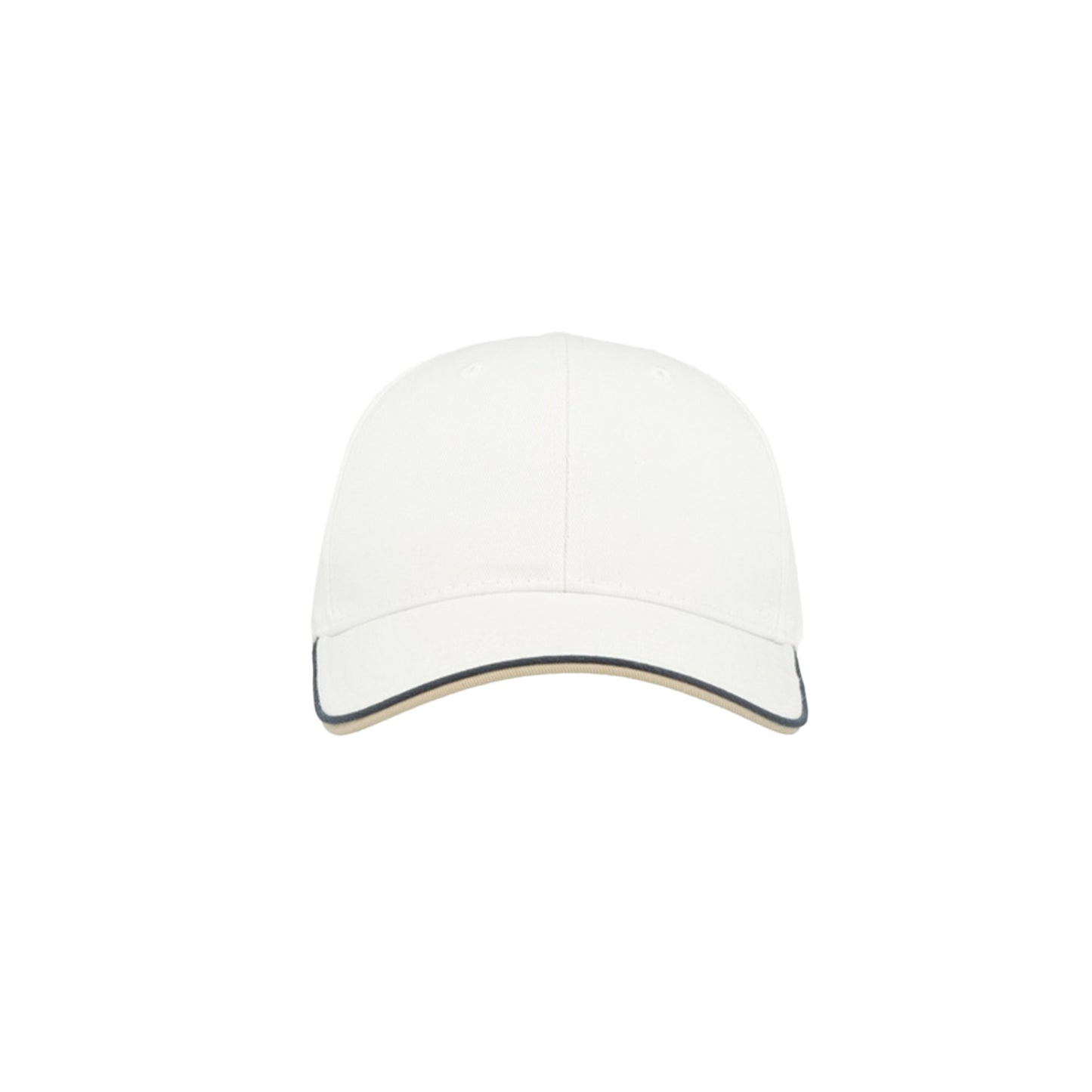White - Pack Shot - Atlantis Zoom Piping Sandwich Sports 6 Panel Contrast Baseball Cap