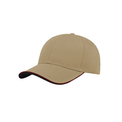 Khaki - Front - Atlantis Zoom Piping Sandwich Sports 6 Panel Contrast Baseball Cap