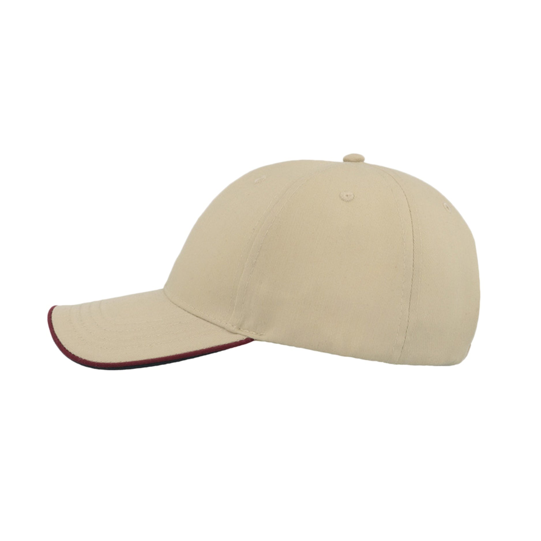 Khaki - Pack Shot - Atlantis Zoom Piping Sandwich Sports 6 Panel Contrast Baseball Cap