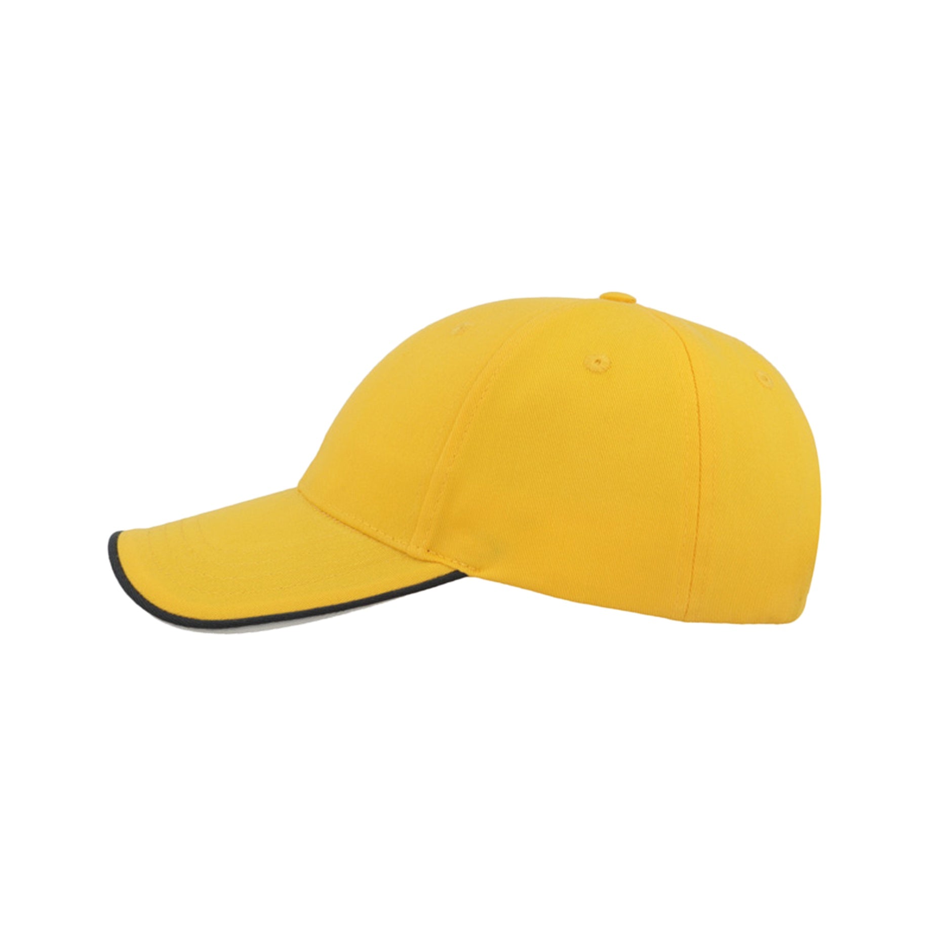 Yellow - Pack Shot - Atlantis Zoom Piping Sandwich Sports 6 Panel Contrast Baseball Cap