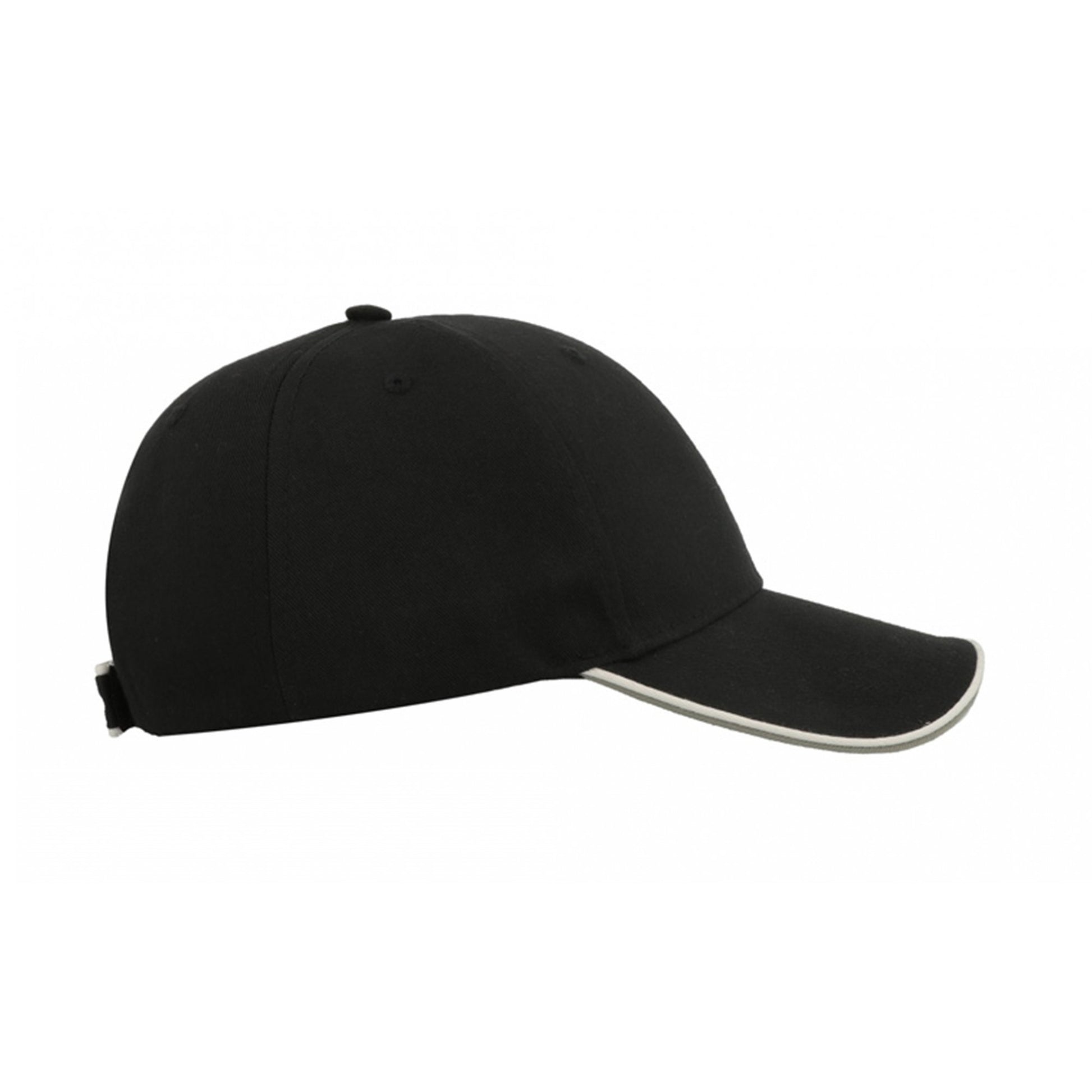 Black - Pack Shot - Atlantis Zoom Piping Sandwich Sports 6 Panel Contrast Baseball Cap