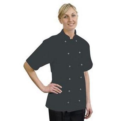 Black - Front - BonChef Adults Danny Short Sleeved Chef Jacket