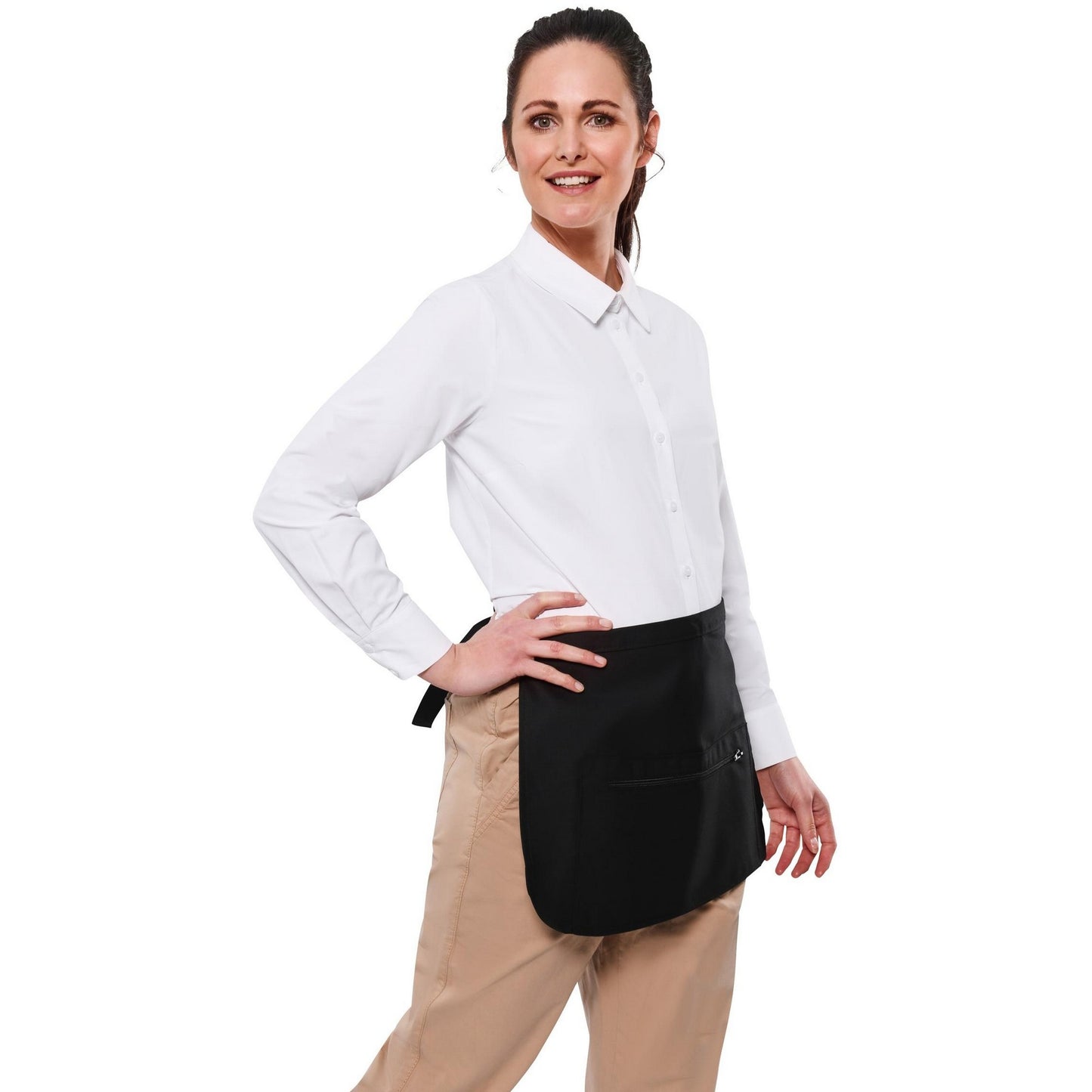 Black - Back - BonChef Zipped Money Pocket Apron