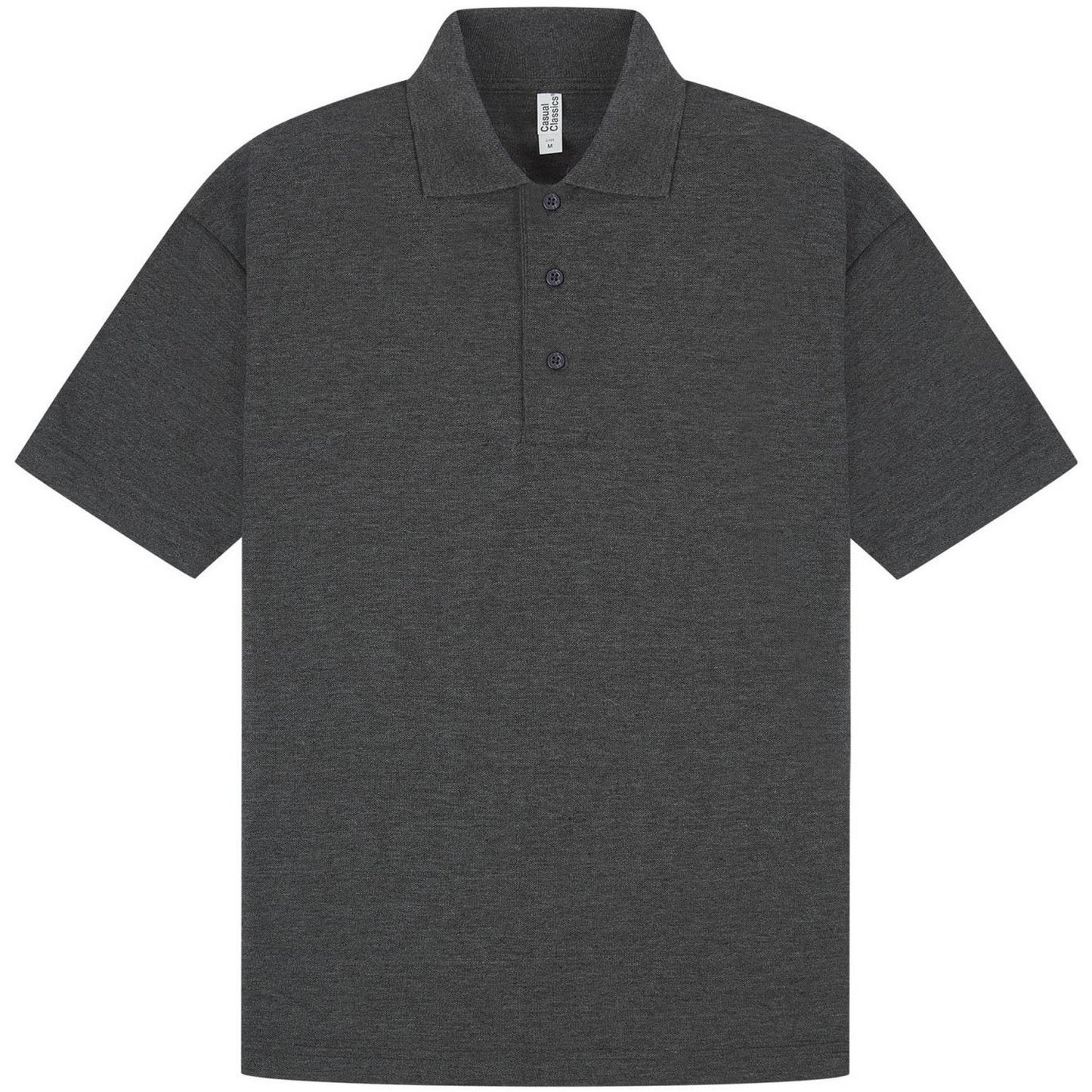 Dark Heather - Front - Casual Classic Mens Pique Polo