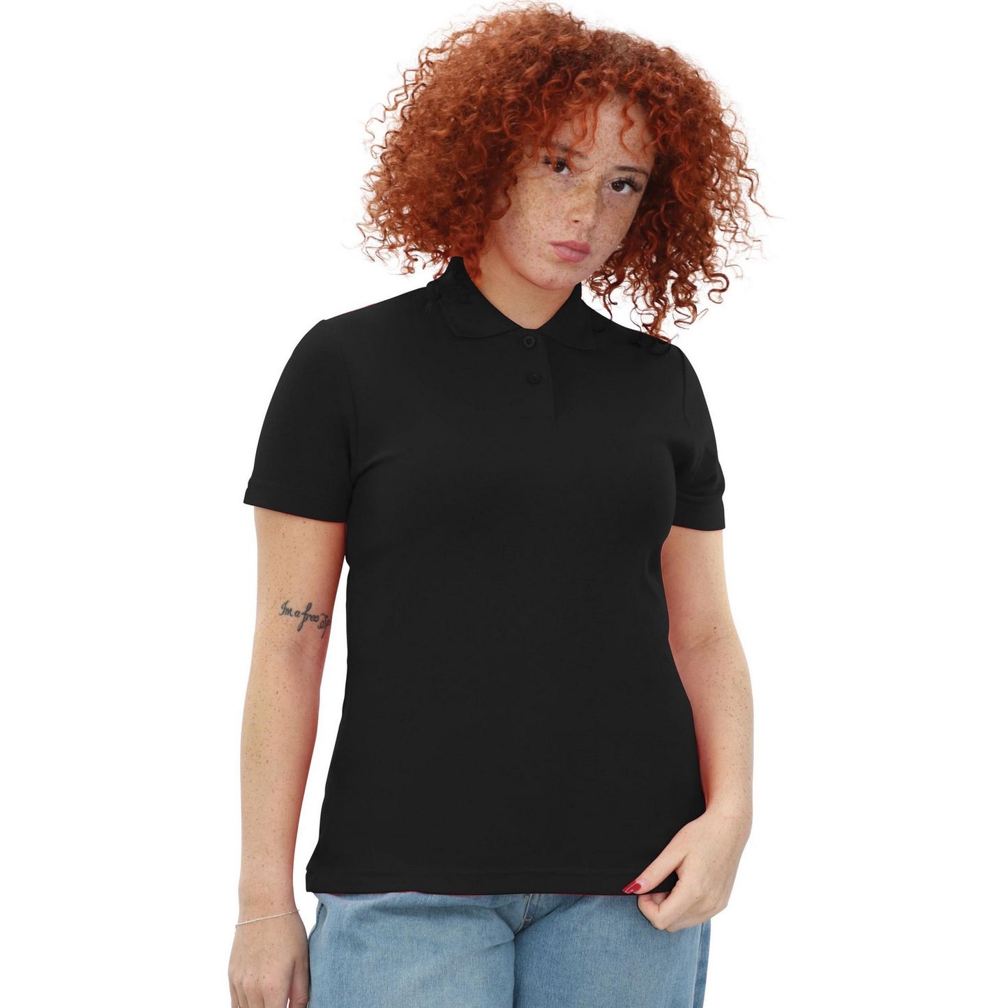 Black - Side - Casual Classic Womens-Ladies Polo