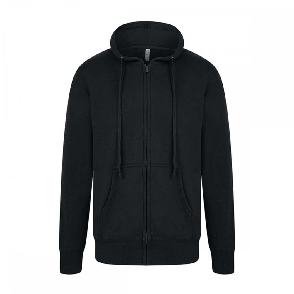 Black - Front - Casual Classic Mens Zip Hood