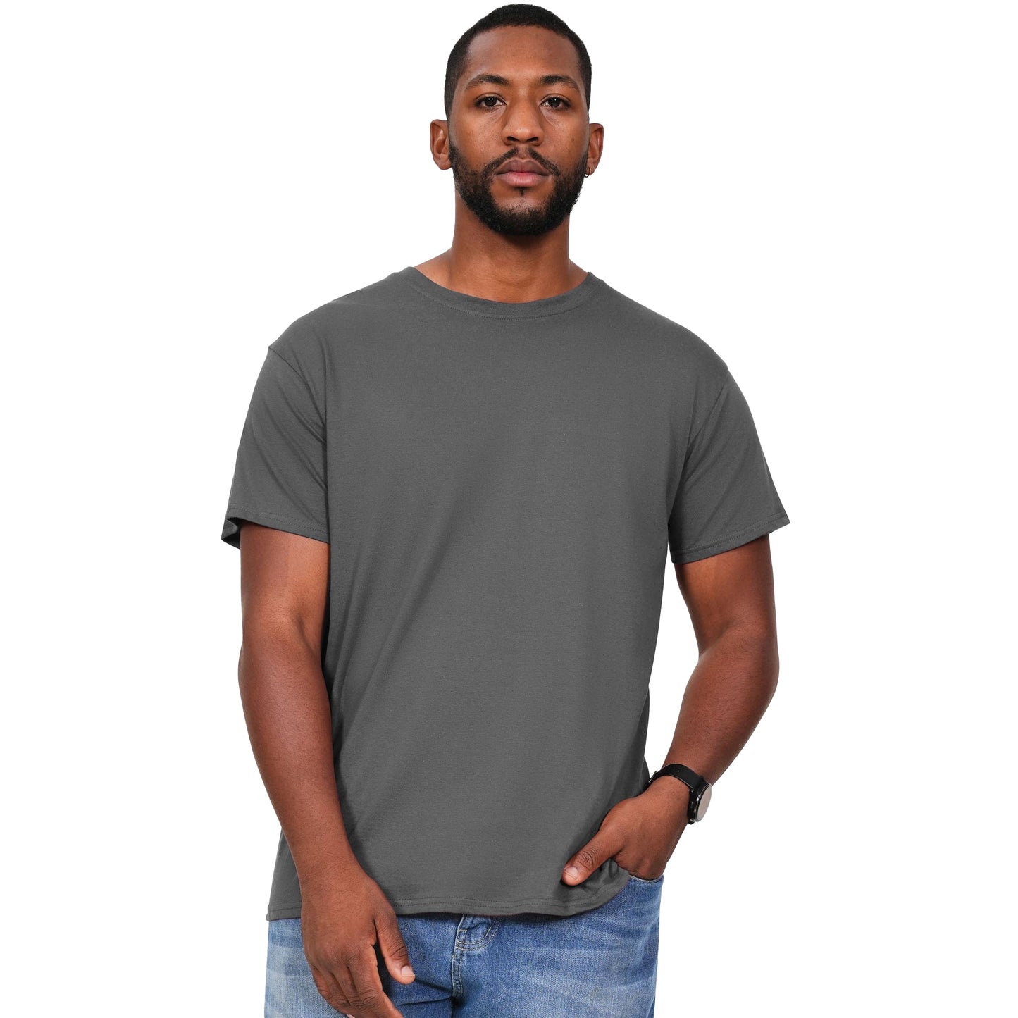 Charcoal - Front - Casual Classics Mens Premium Ringspun Tee