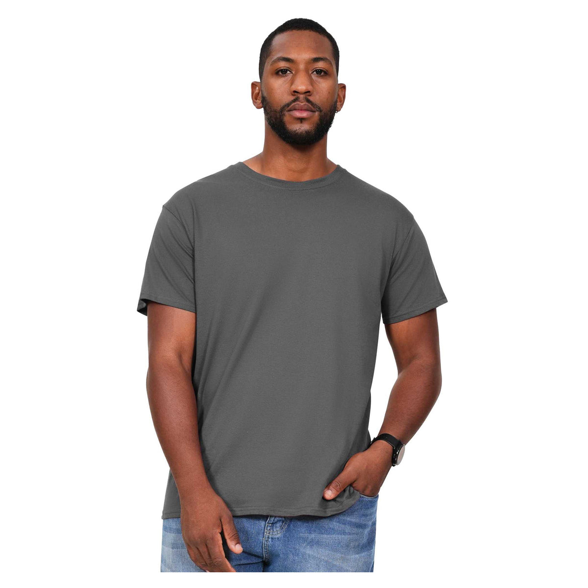 Charcoal - Back - Casual Classics Mens Premium Ringspun Tee