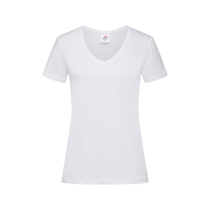 White - Front - Stedman Womens-Ladies Classic V Neck Tee