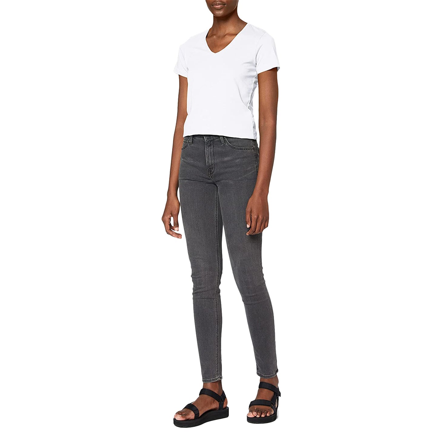 White - Side - Stedman Womens-Ladies Classic V Neck Tee