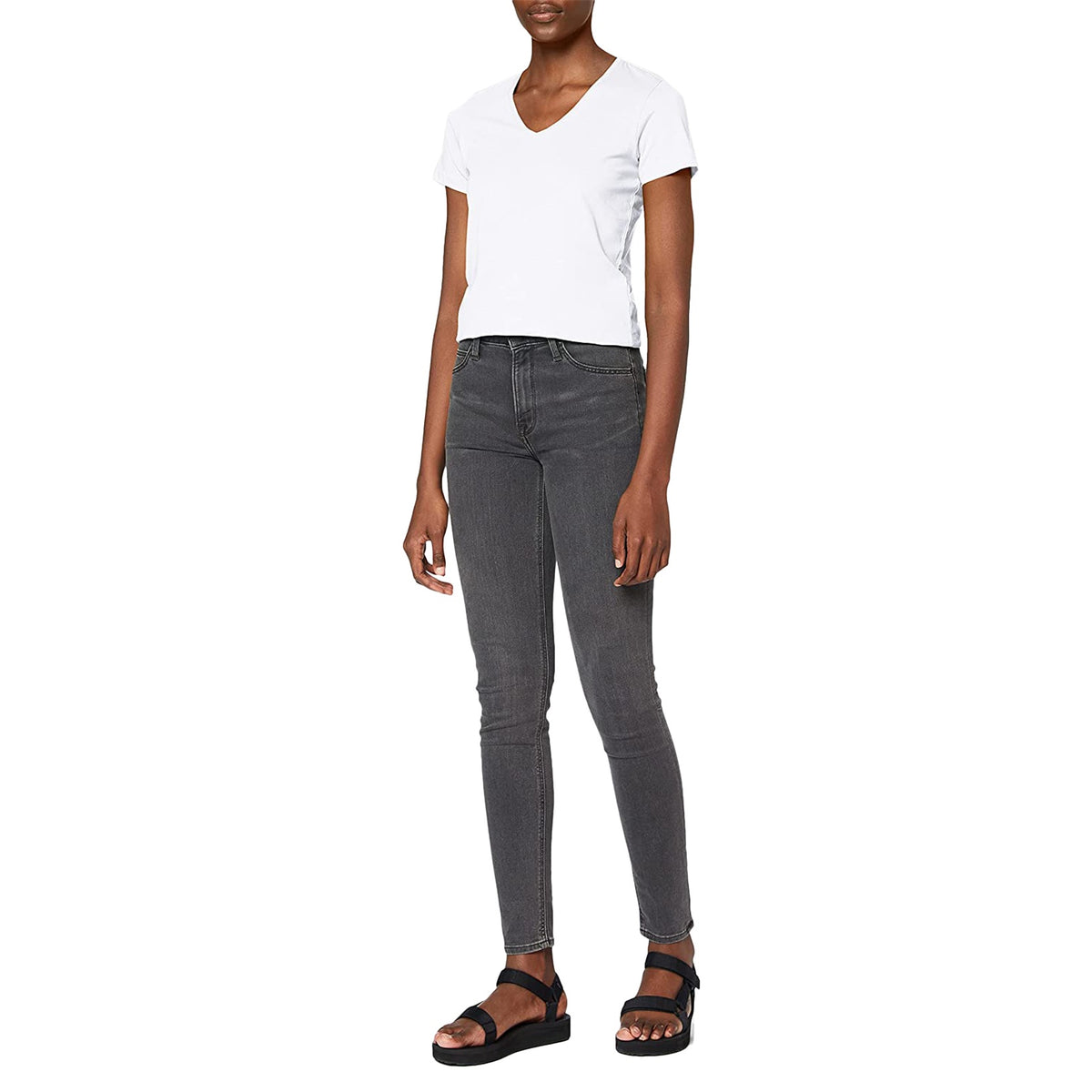 White - Side - Stedman Womens-Ladies Classic V Neck Tee
