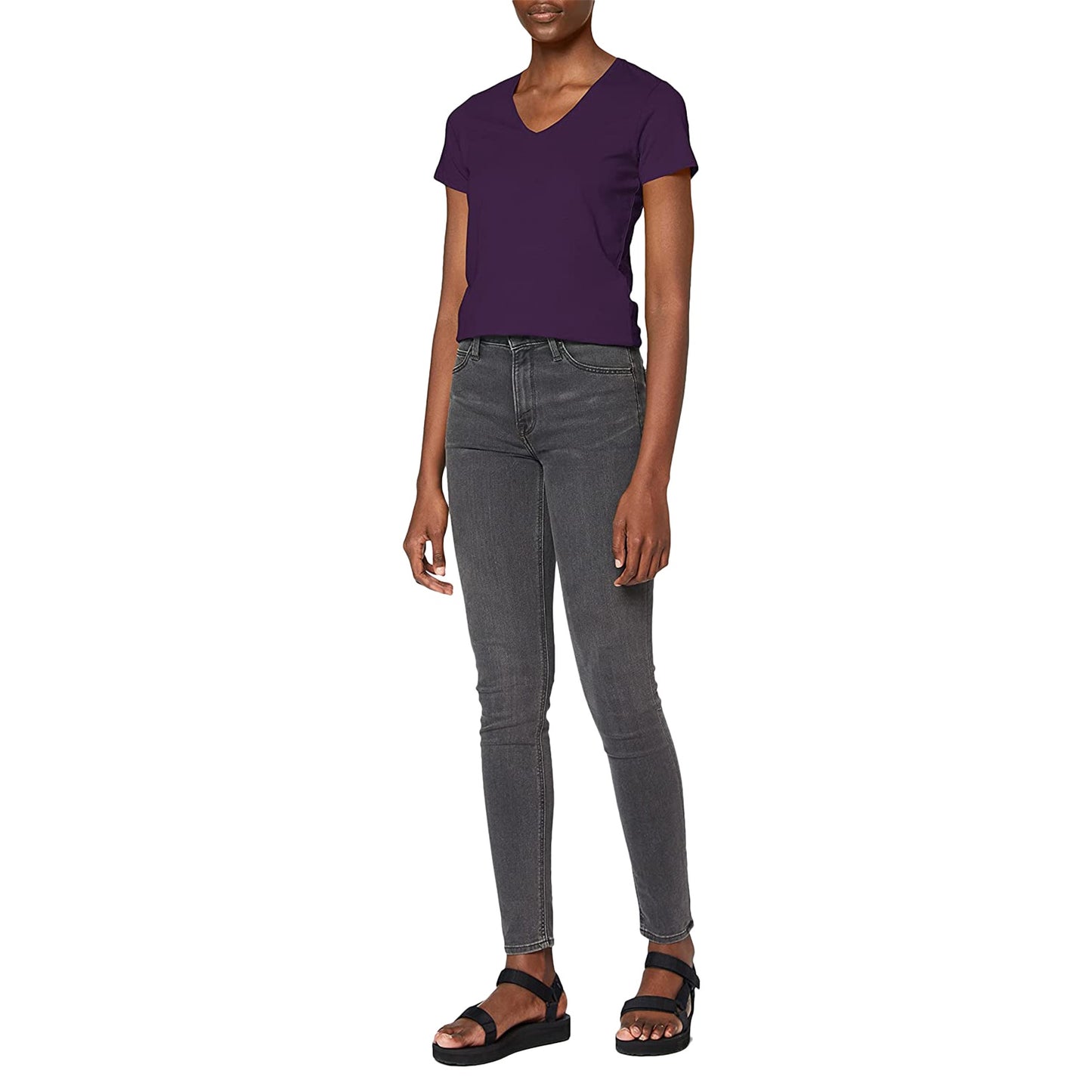 Deep Berry - Side - Stedman Womens-Ladies Classic V Neck Tee
