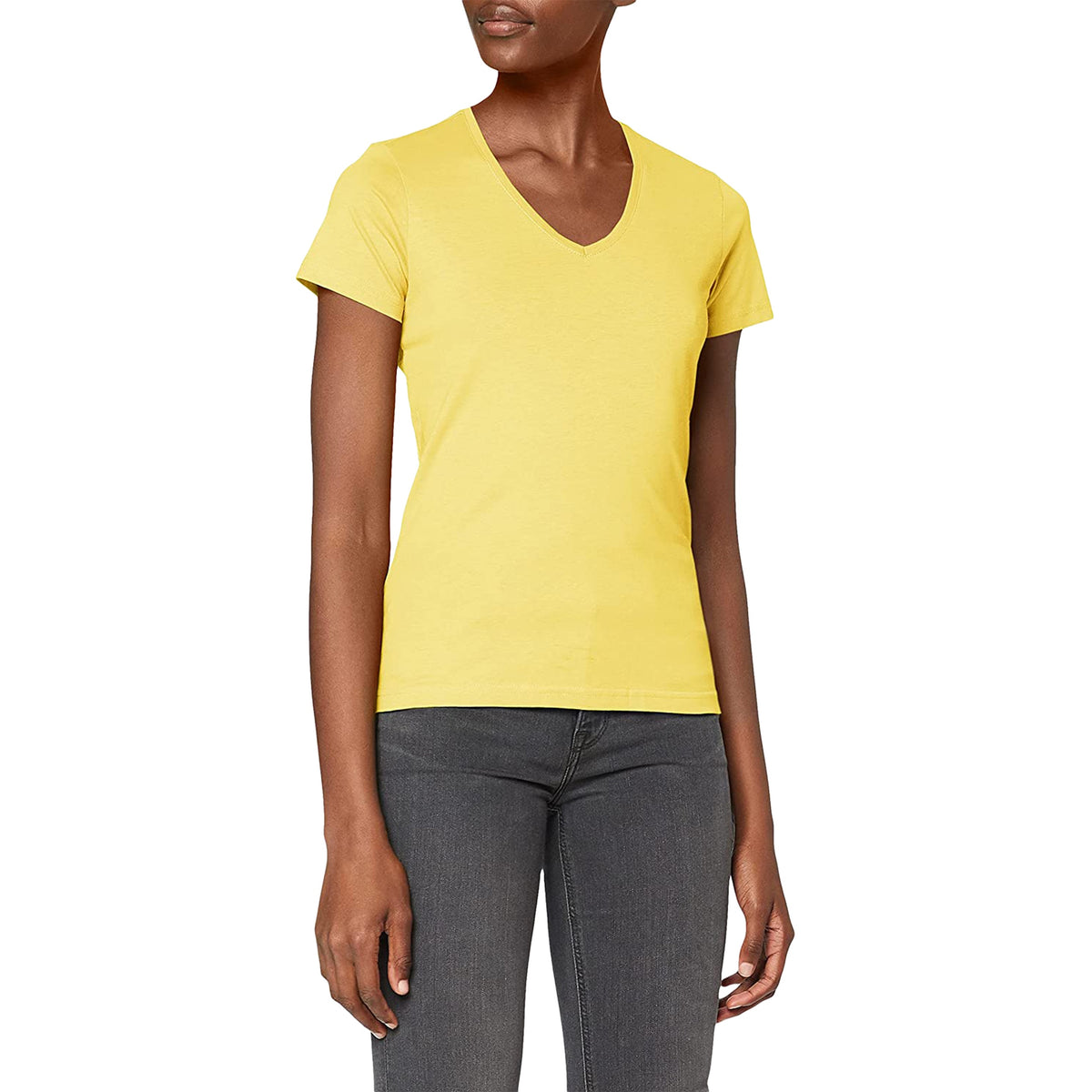 Yellow - Side - Stedman Womens-Ladies Classic V Neck Tee