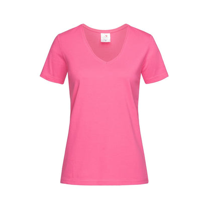 Sweet Pink - Front - Stedman Womens-Ladies Classic V Neck Tee
