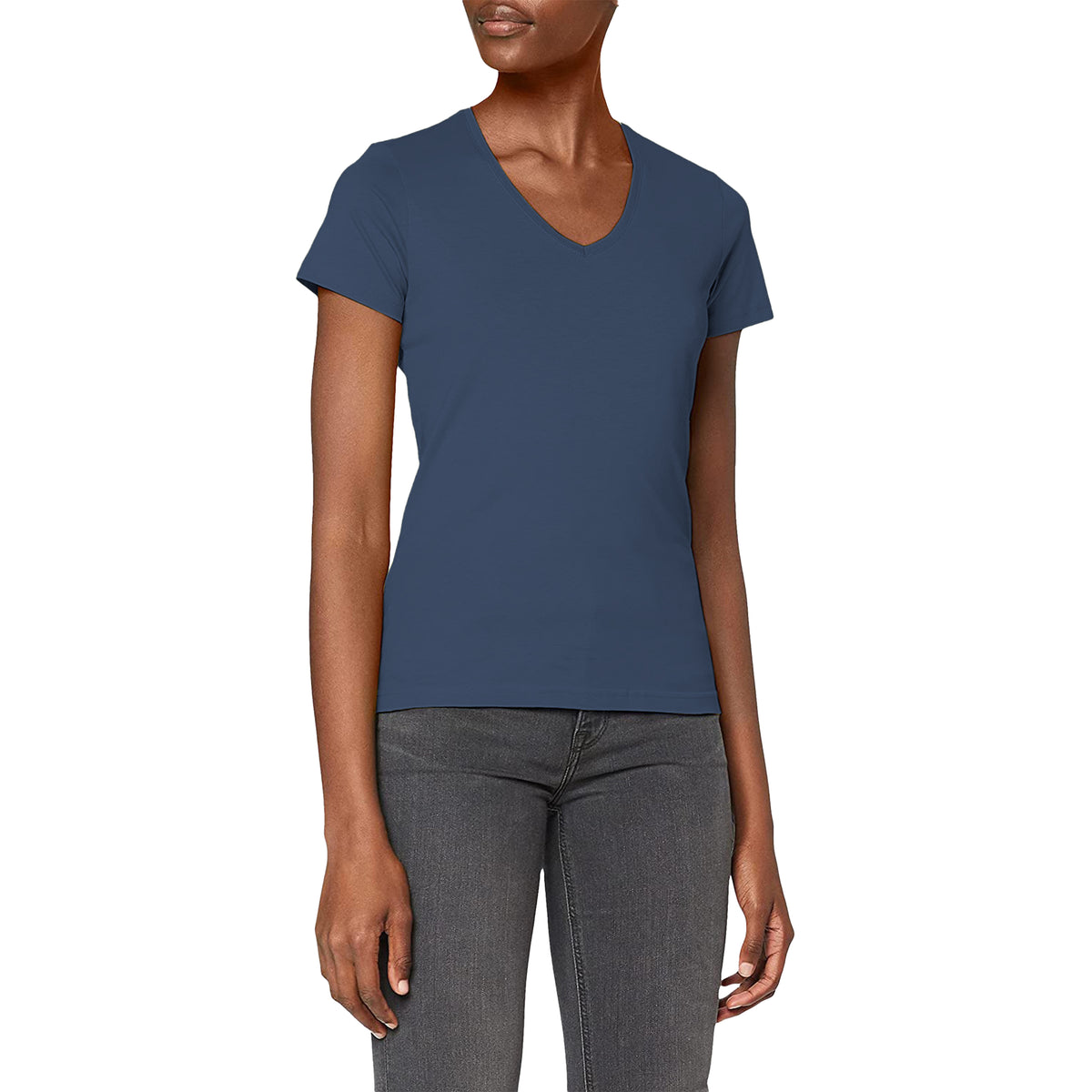 Navy - Back - Stedman Womens-Ladies Classic V Neck Tee