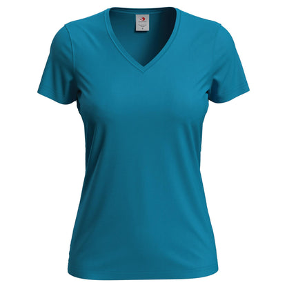 Ocean Blue - Front - Stedman Womens-Ladies Classic V Neck Tee